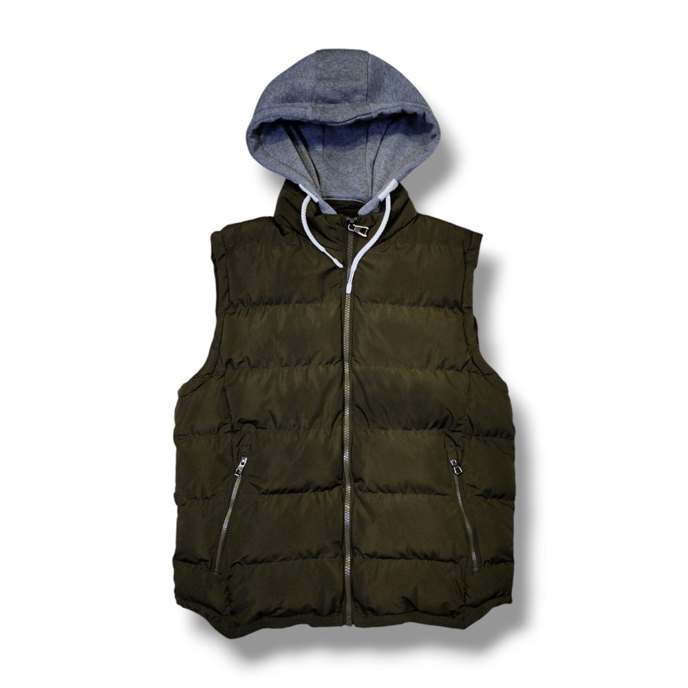 ZSHOW Green Puffer Vest Removable Hooded Outdoor Winter Vest Men's XL